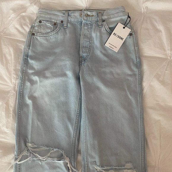 RE/DONE - High Rise Loose Jeans (Bleach Destroy) - Picture 4 of 6